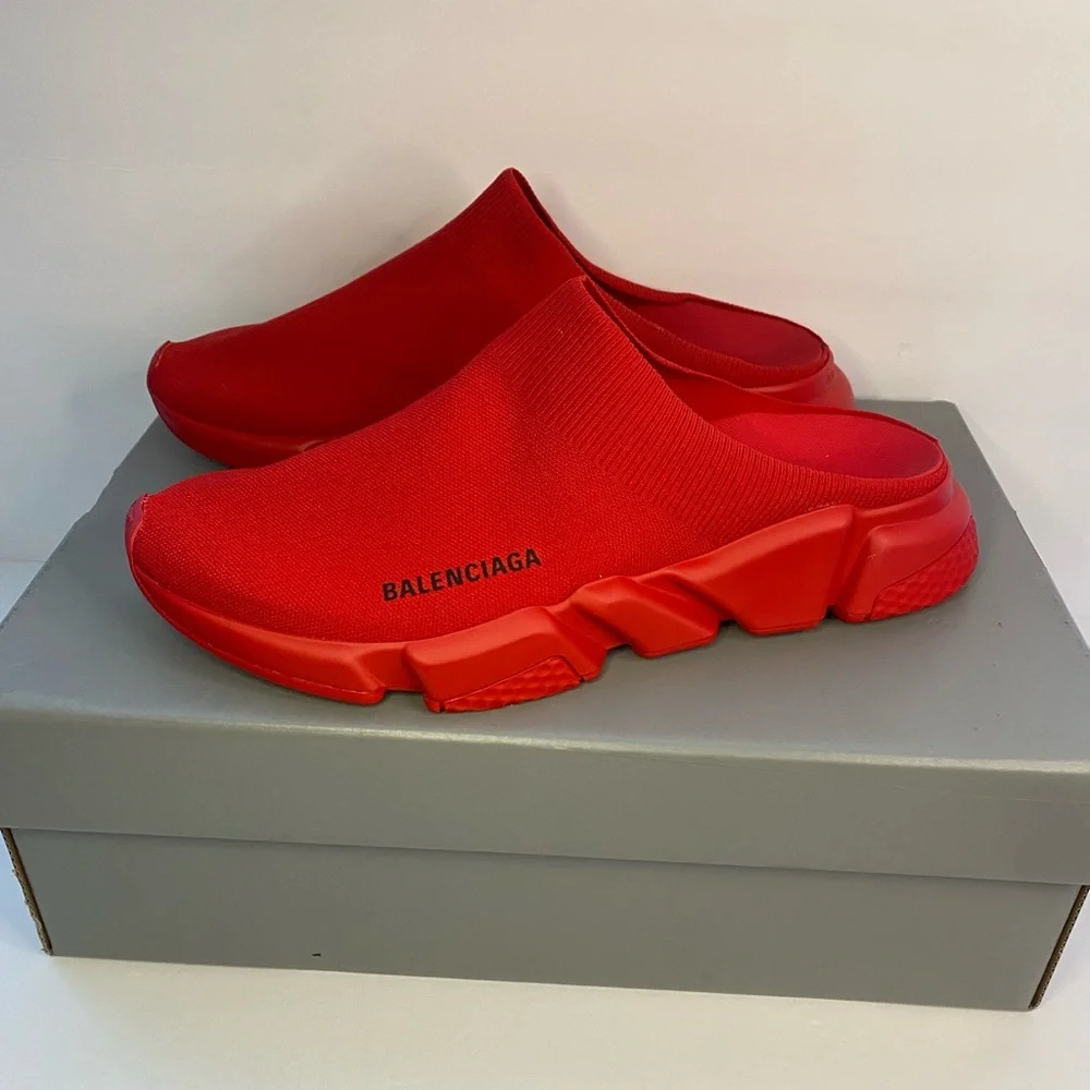 New Authentic Balenciaga Red Speed Mule sneakers Sandals